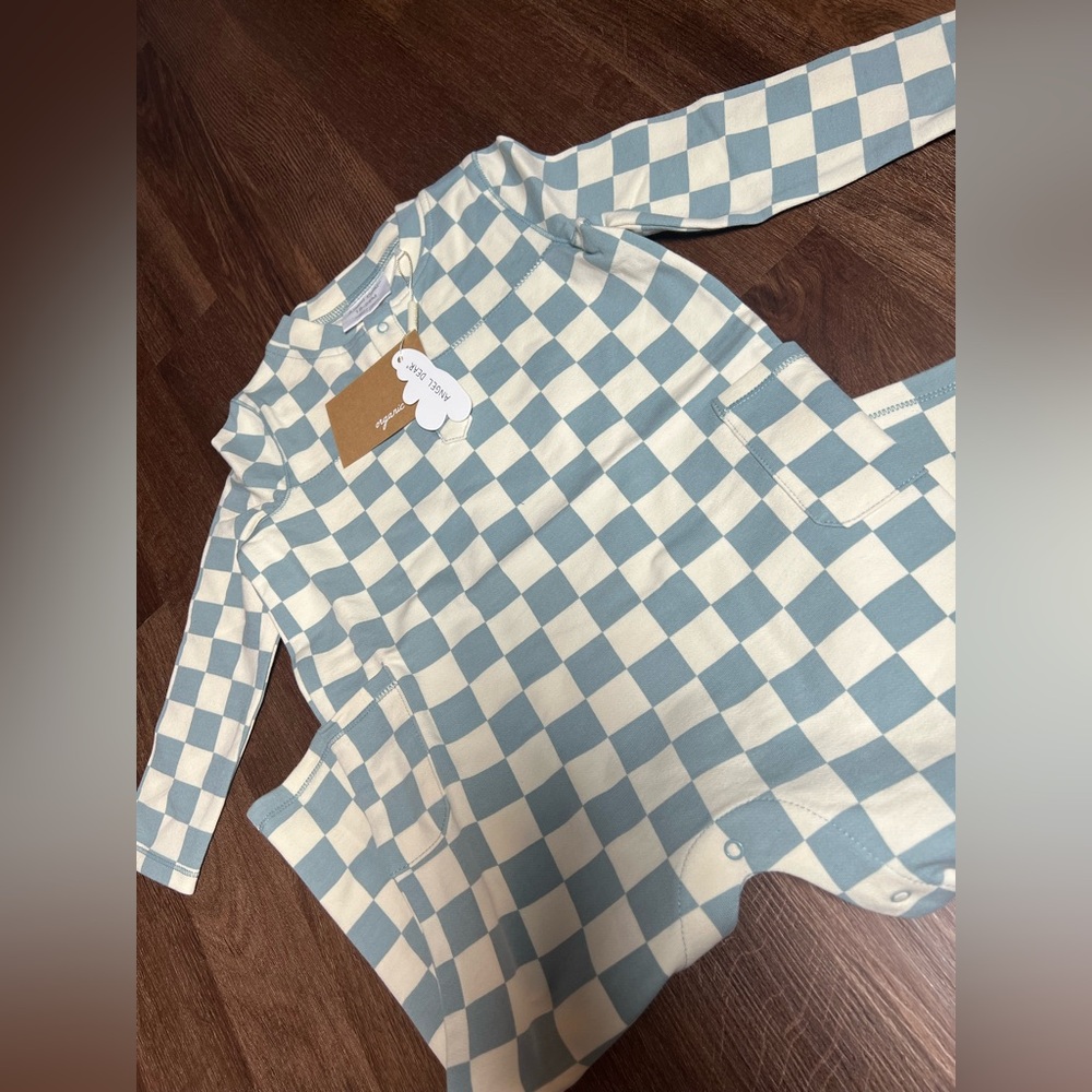 Angel Dear Checkered Uniromper - Picture 2 of 3